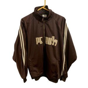 Cuy-Art Peru Brown Tan Stripe Zip Up Jacket Large L